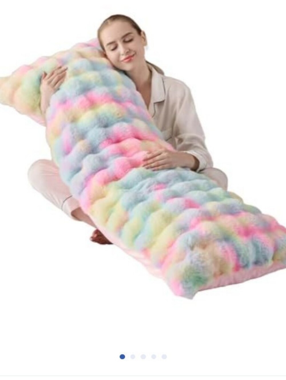 Plush Rainbow Faux Fur Body Pillow - Multicolor Home Depot